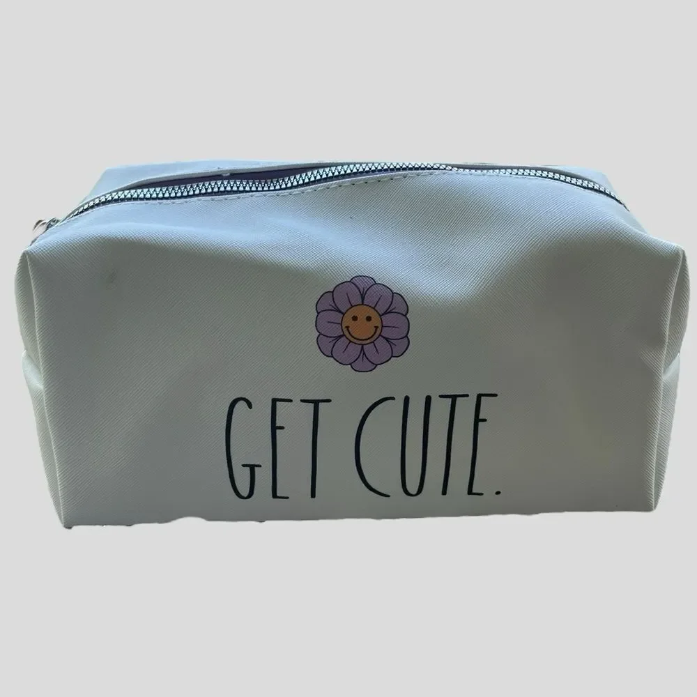 Rae Dunn Get Cute Cosmetic Bag Makeup Pouch Coquette Floral NWT